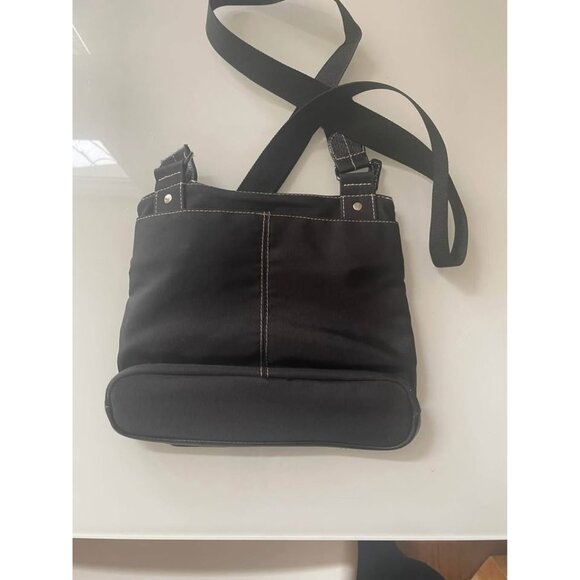 ROOTS Black Leather Purse with Adjustable Shoulder Strap - Picture 6 of 8